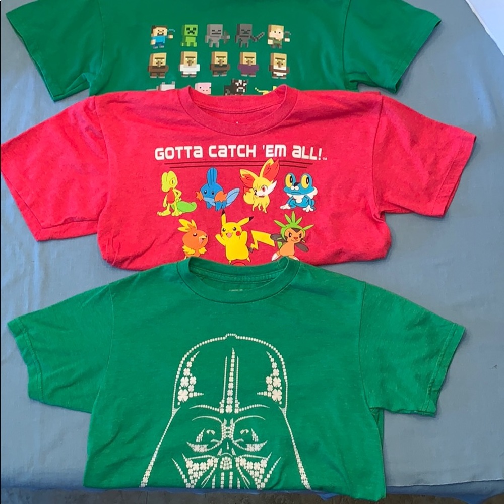 Small (7) Boy Shirts Minecraft Pokémon Star Wars Short sleeve lot of 3